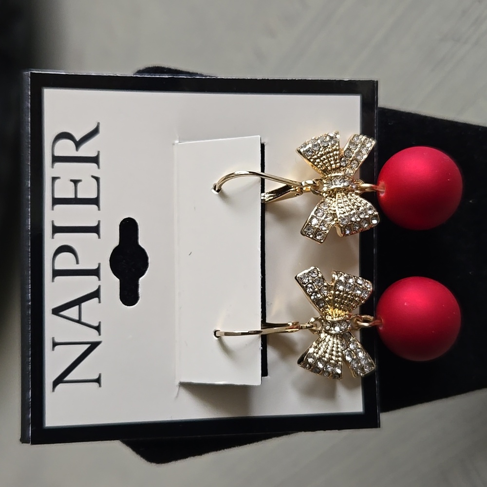 NAPIER ORNAMENT EARRINGS WITH BOWS ON TOP
